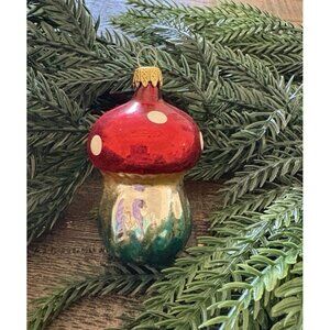 Vintage Small Columbia Mushroom Christmas Glass Ornament